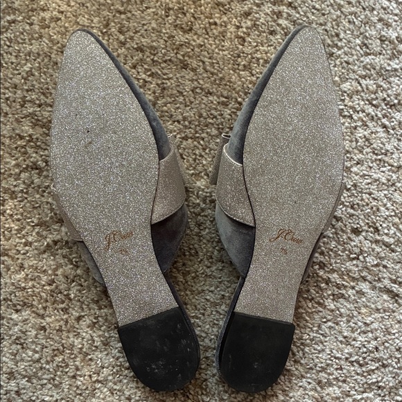 J. Crew Dark Gray/Black and Silver Crystal Embellished Mules - Picture 5 of 10
